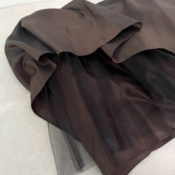 Max and Cleo Brown Iridescent Brown V Neckline Bow Sash Cocktail Party Dress 12 - Picture 5 of 7